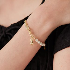 Gold Alloy Pearl Bracelet