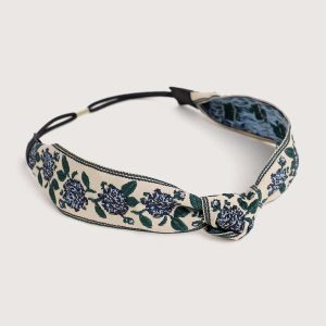Knotted Floral Embroidered Headband